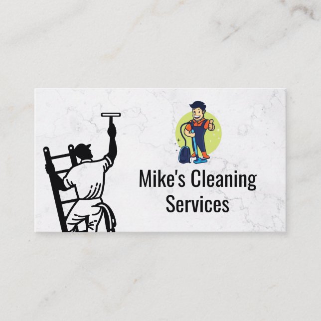 Cleaning Service | Window Cleaning | Blue Collar  Business Card (Front)