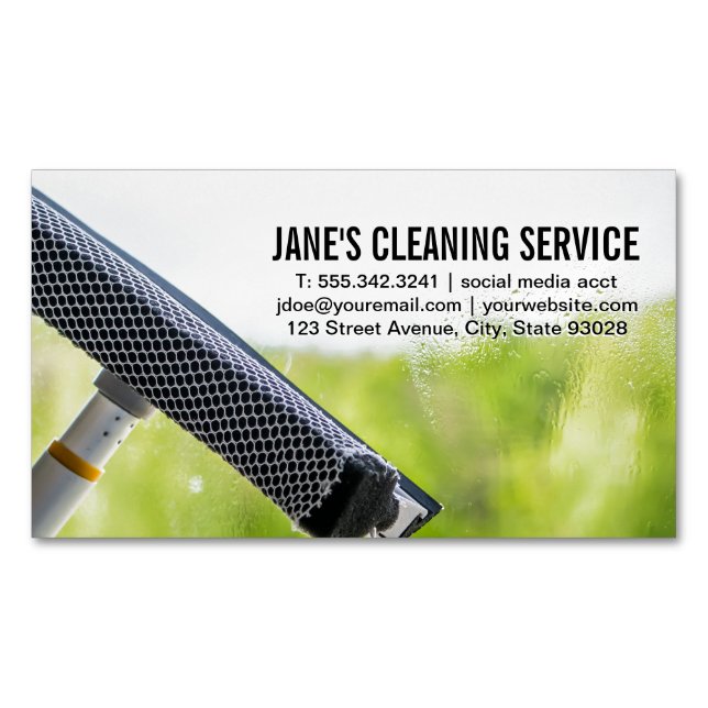 Cleaning Service | Window Cleaning Magnetic Business Card (Front)