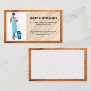 Cleaning Service   Woman Holding Mop Business Card