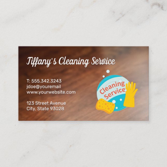 Cleaning Service | Wood Floors Business Card (Front)