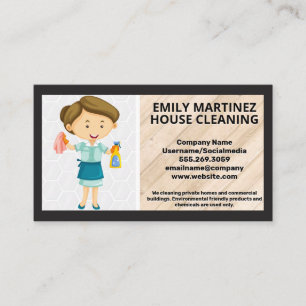 Cleaning Service Worker Wood Floors Business Card