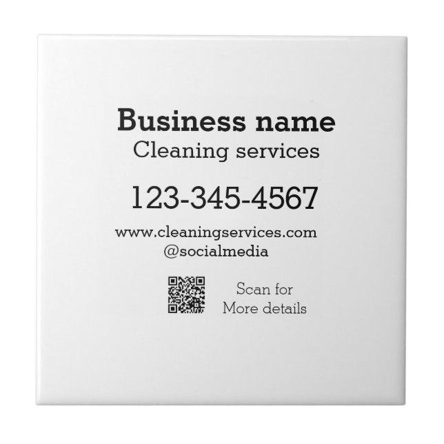 Cleaning services add number website email address ceramic tile (Front)