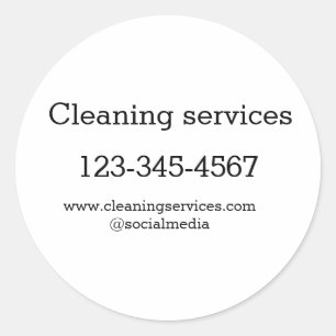 Cleaning services add number website email address classic round sticker