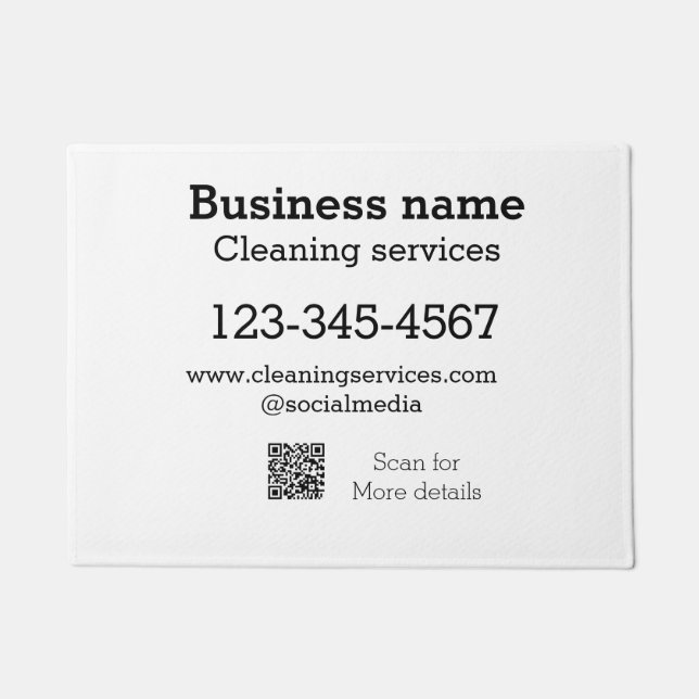Cleaning services add number website email address doormat (Front)
