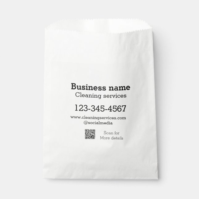 Cleaning services add number website email address favour bag (Front)
