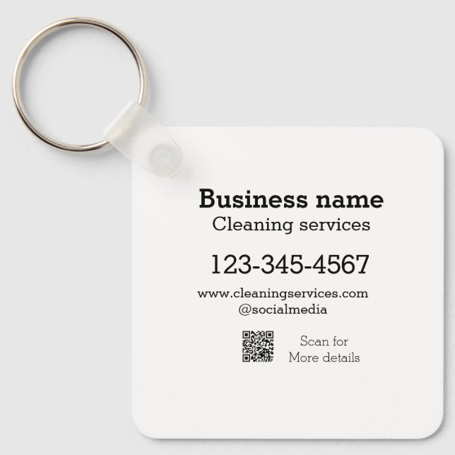 Cleaning services add number website email address key ring (Front)