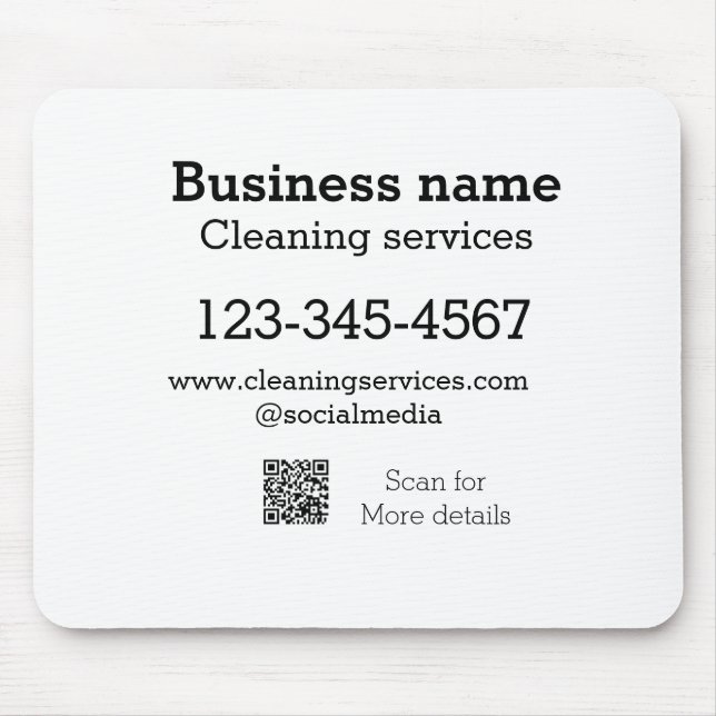 Cleaning services add number website email address mouse pad (Front)