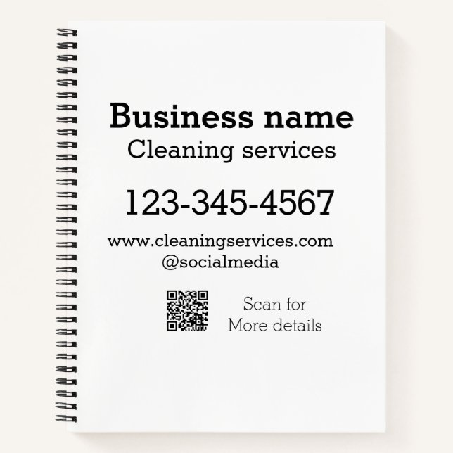 Cleaning services add number website email address notebook (Front)