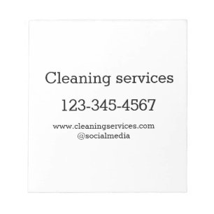Cleaning services add number website email address notepad