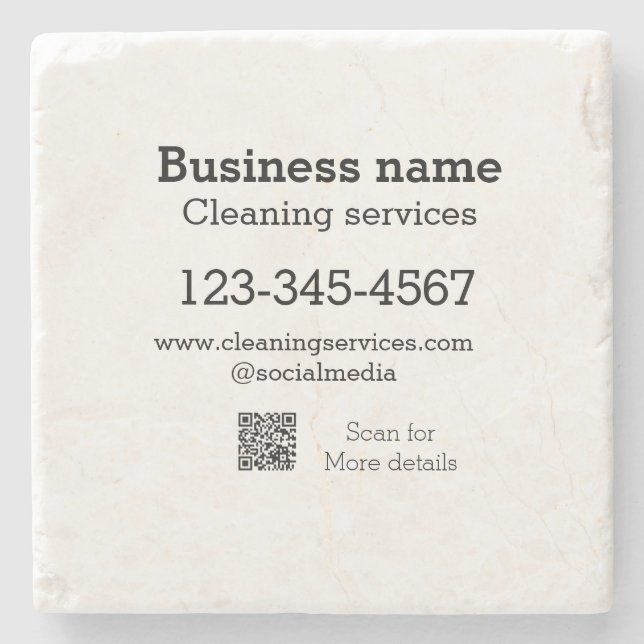 Cleaning services add number website email address stone coaster (Front)