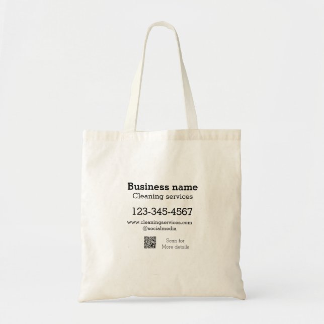 Cleaning services add number website email address tote bag (Front)