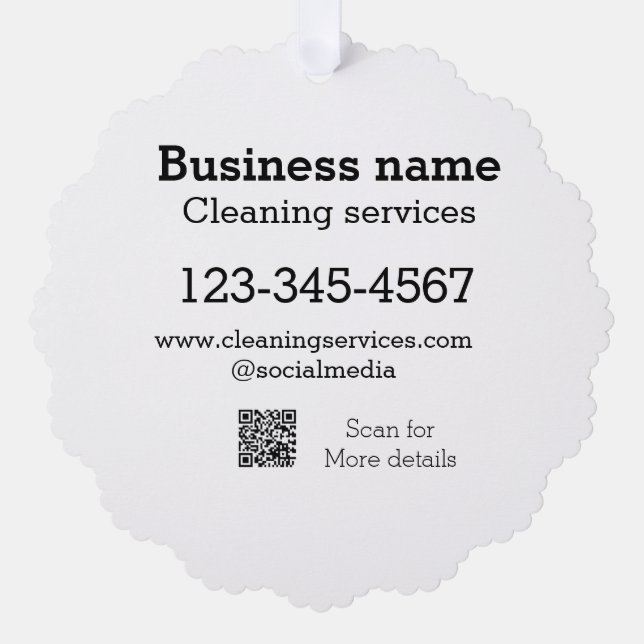 Cleaning services add number website email address tree decoration card (Front)