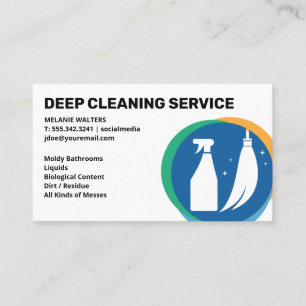 Cleaning Services   Broom Cleaner Spray Icon Business Card