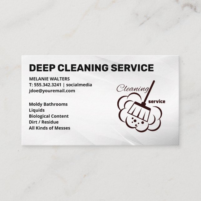 Cleaning Services | Broom Sweeping Logo Business Card (Front)