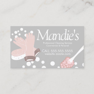 Cleaning Services Bubbles Pink Supplies Business Card