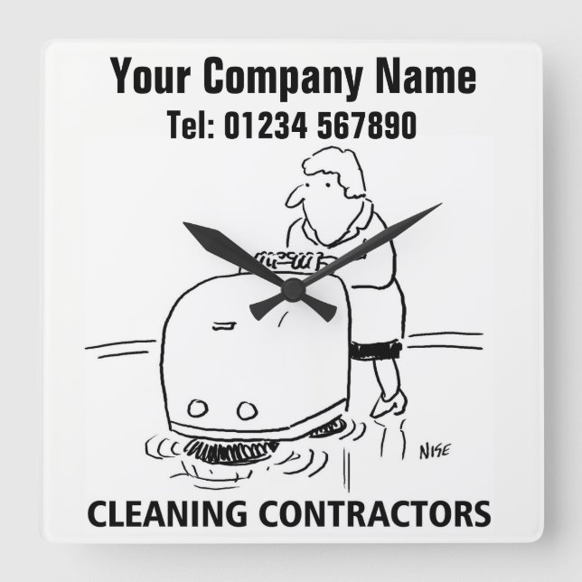 Cleaning Services Cartoon Clock (Front)