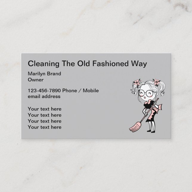 Cleaning Services Classic Retro Business Cards (Front)