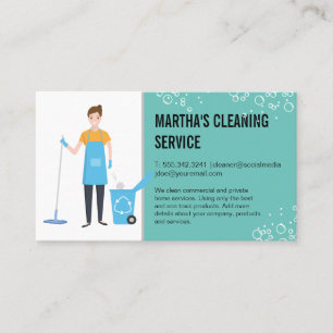 Cleaning Services Cleaning Worker Soap Bubbles Business Card