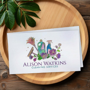 Cleaning Services - Colorful Floral Art Business Card