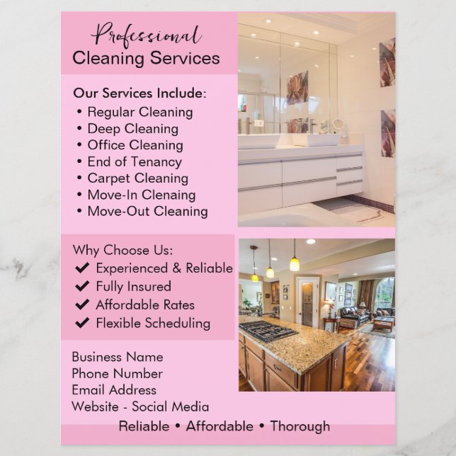 Cleaning Services Flyer | Editable House Cleaning  (Front)