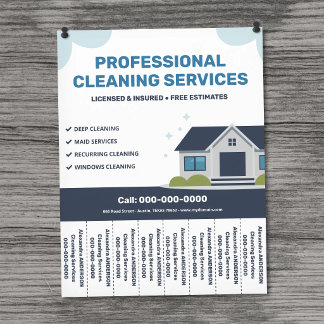Cleaning Services Flyer with Tear-Off Tabs