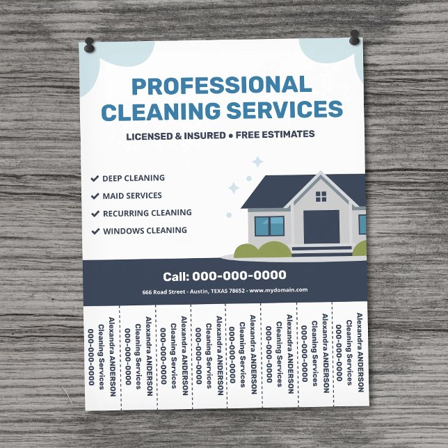 Cleaning Services Flyer with Tear-Off Tabs (Cleaning Services Flyer with Tear-Off Tabs)