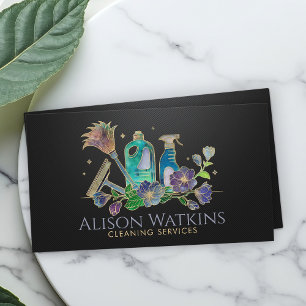 Cleaning Services - Golden Floral Art Business Card
