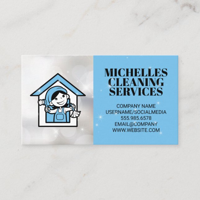 Cleaning Services | House Cleaning Logo Business Card (Front)