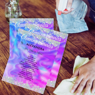 Cleaning Services House Keeping Holographic Purple Flyer