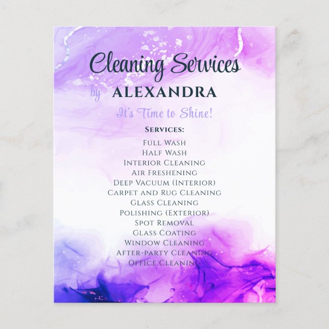 Cleaning Services House Keeping Watercolor Purple Flyer (Front)