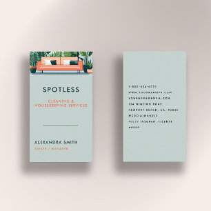 Cleaning Services Housekeeping Retro Professional Business Card