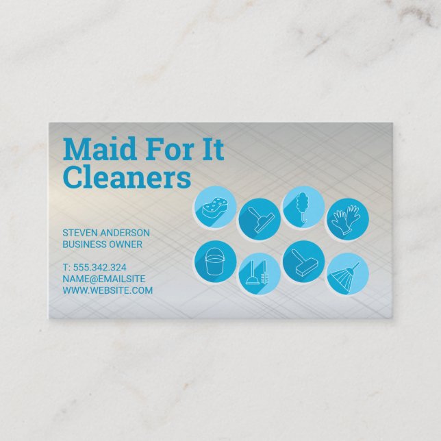 Cleaning Services Icons Business Card (Front)