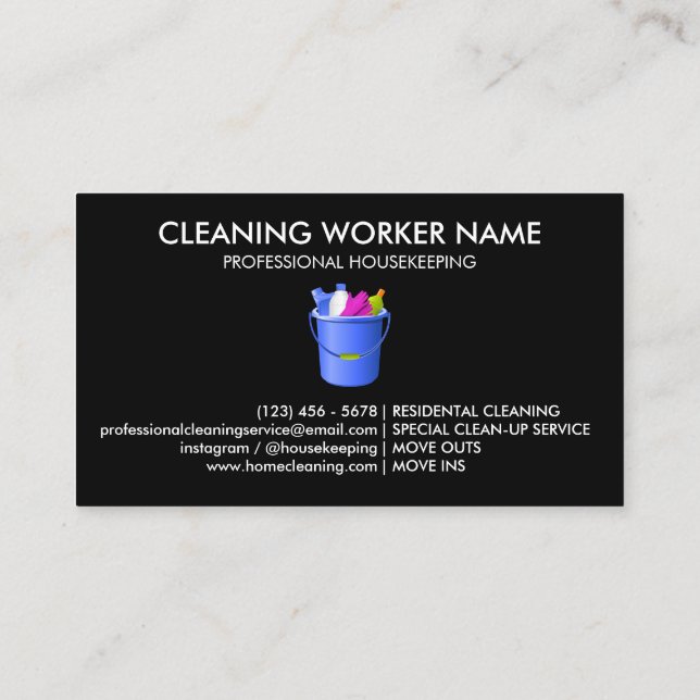Cleaning Services Icons Cute black Business Card (Back)