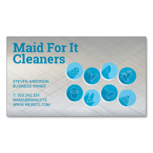 Cleaning Services Icons Magnetic Business Card