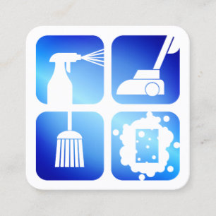 Cleaning services icons  square business card