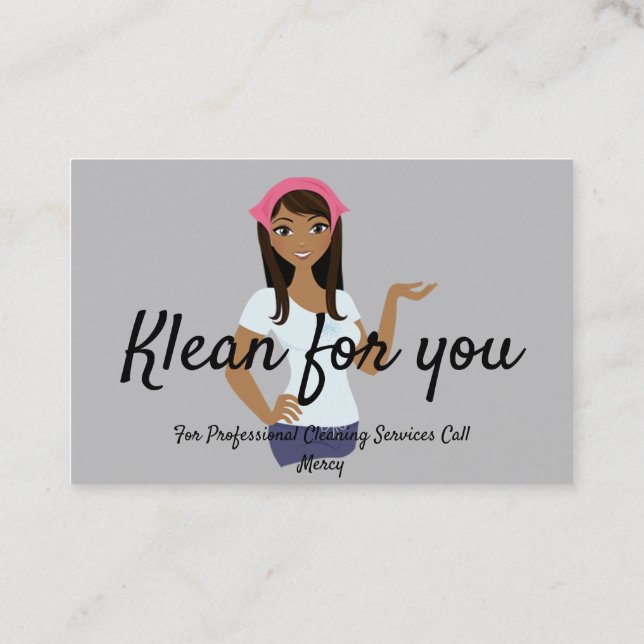Cleaning Services Light Grey Background Business Card (Back)