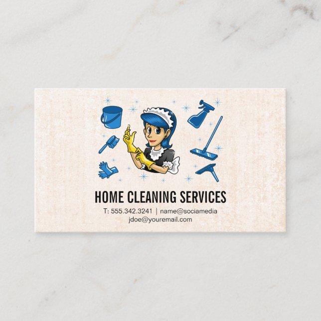 Cleaning Services | Maid and Cleaning Products Business Card (Front)
