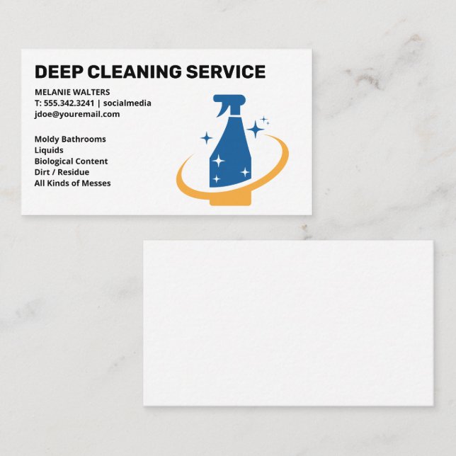 Cleaning Services | Maid Cleaning | Spray Logo Business Card (Front/Back)
