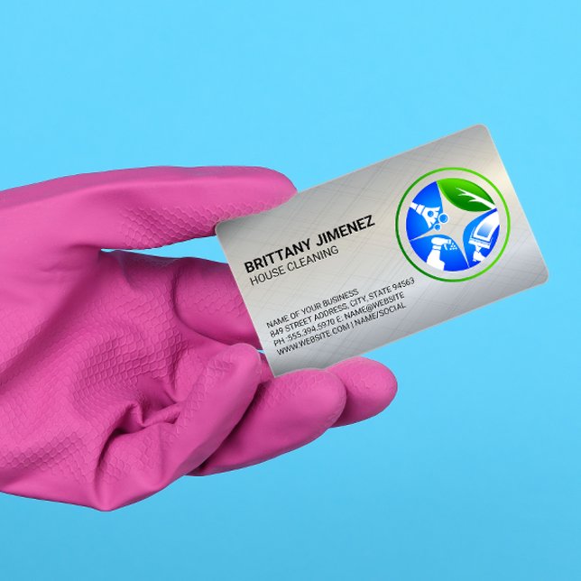 Cleaning Services | Maid Dusting Logo Business Card (Creator Uploaded)