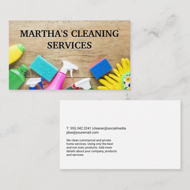 Cleaning Services | Maid House Cleaner Business Card (Front/Back)