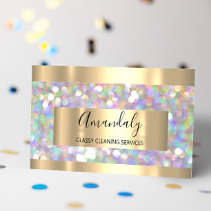 Cleaning Services Maid House Keeping Gold Glitter Business Card