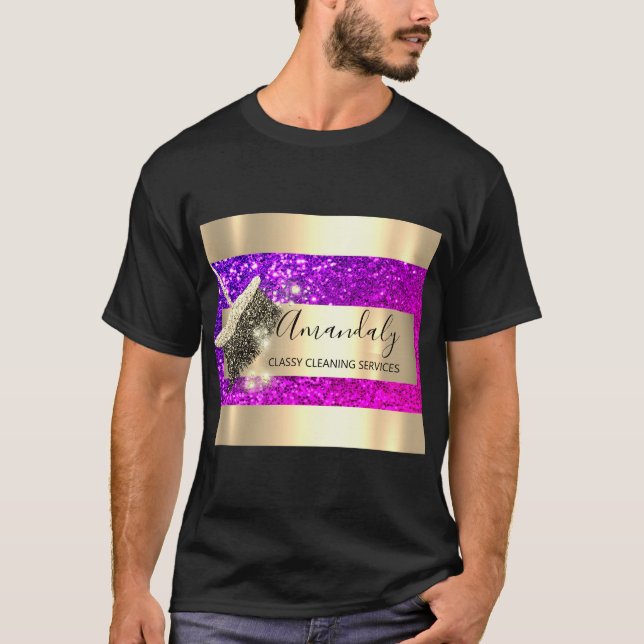 Cleaning Services Maid House Keeping Gold Purple T-Shirt (Front)