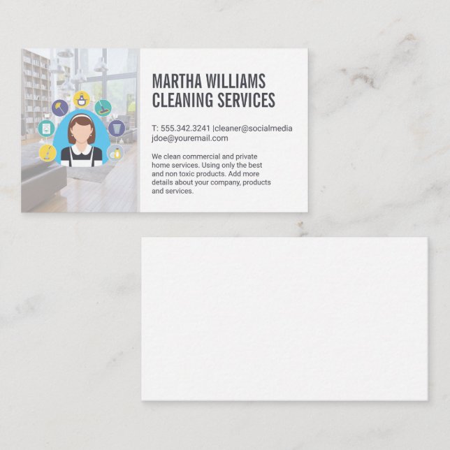 Cleaning Services | Maid Logo Business Card (Front/Back)