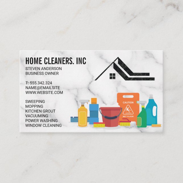 Cleaning Services | Maid | Marble Business Card (Front)