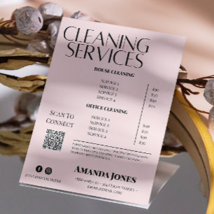 Cleaning Services Maid Price Pastel Pink Invitation