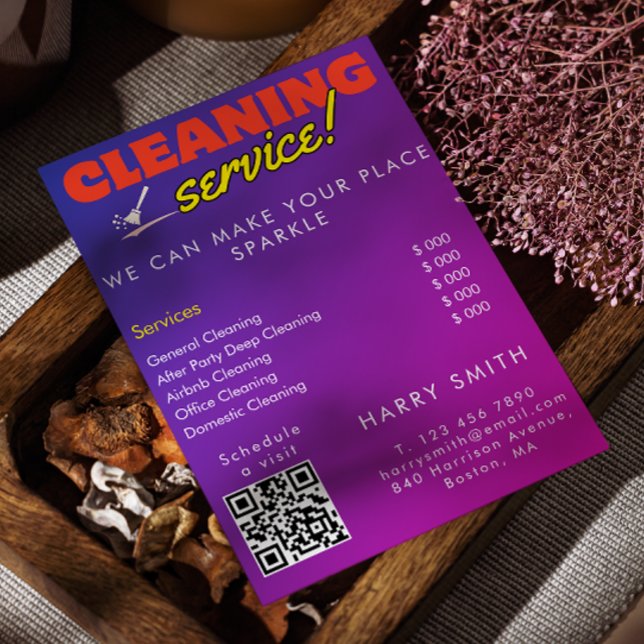 Cleaning Services Maid Price Scan To Connect  Invitation (Cleaning Services Maid Price Scan To Connect Invitation)