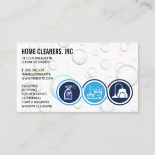 Cleaning Services   Maid Service Icons   Bubbles Business Card
