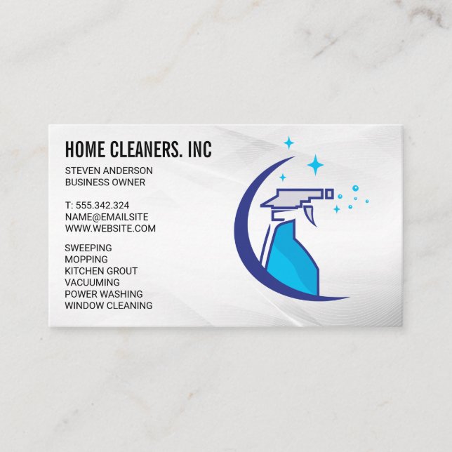 Cleaning Services | Maid Service | Spray Bottle Business Card (Front)