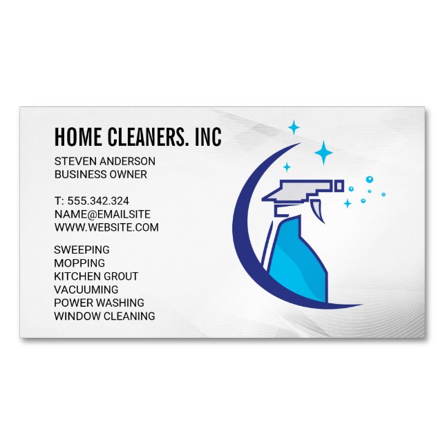 Cleaning Services | Maid Service | Spray Bottle Magnetic Business Card (Front)