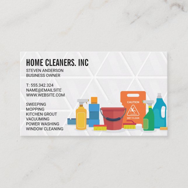 Cleaning Services | Maid Service | Tiling Business Card (Front)